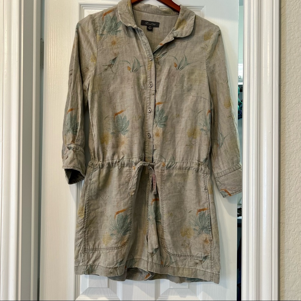 Anthropologie Level 99 Gray Floral Romper Extra Small